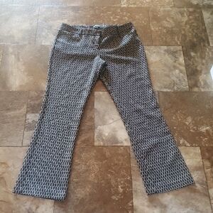 Express Monochrome Geometric Flare Pants